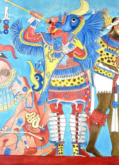 Riproduzione di un Murale a Cacaxtla, Messico da Pre Columbian